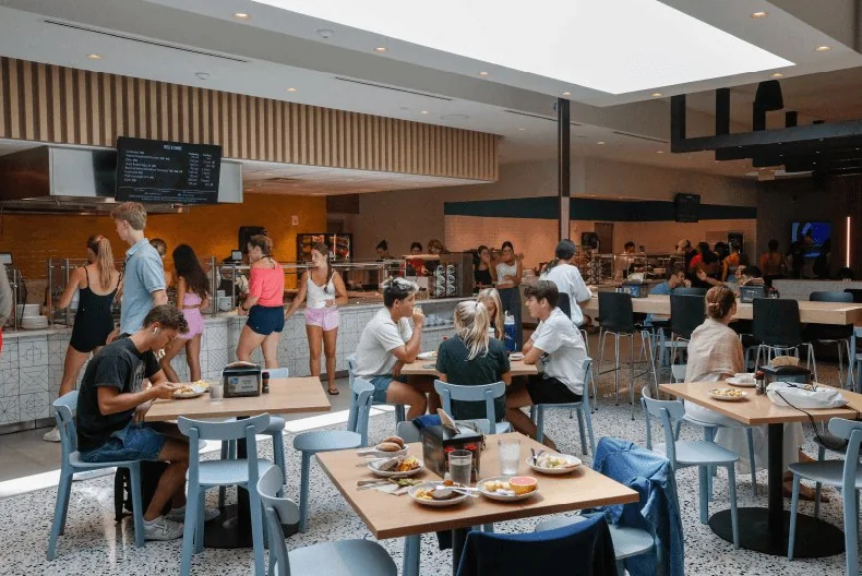 A dining hall entrance