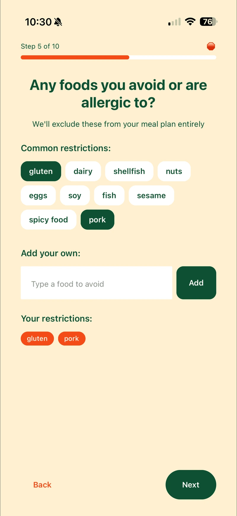 Buo onboarding: Tell us what you avoid